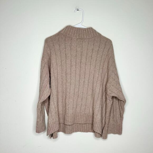 NWOT Eileen Fisher Mock Neck Ribbed Sweater Dove Tan - Picture 4 of 5